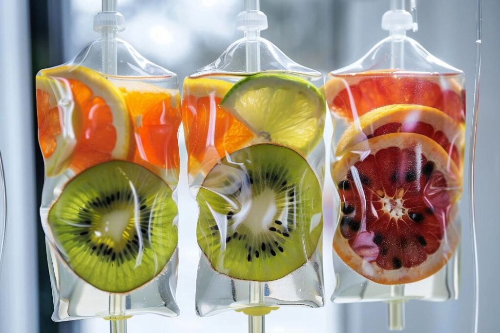 IV bags with fruits