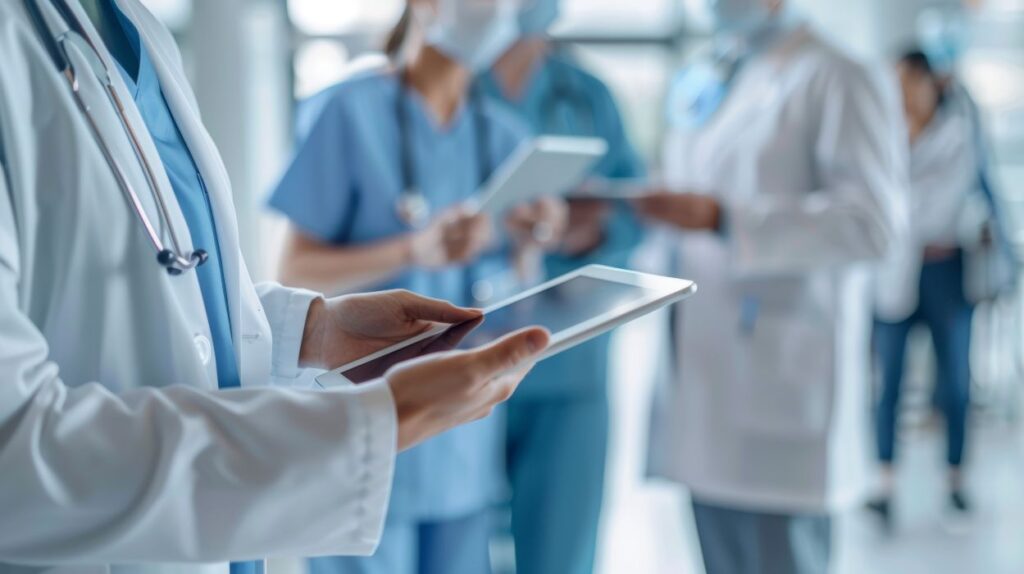 nad+ iv therapy. hospital staff  holding tablets. 