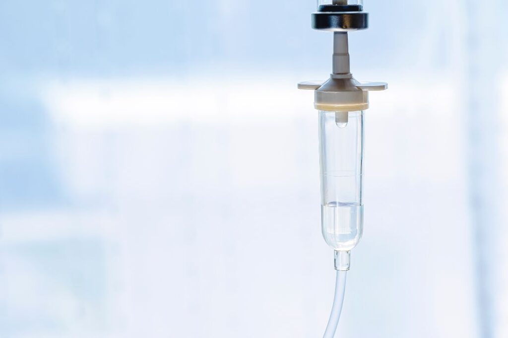 Closeup set iv fluid intravenous drop saline drip hospital