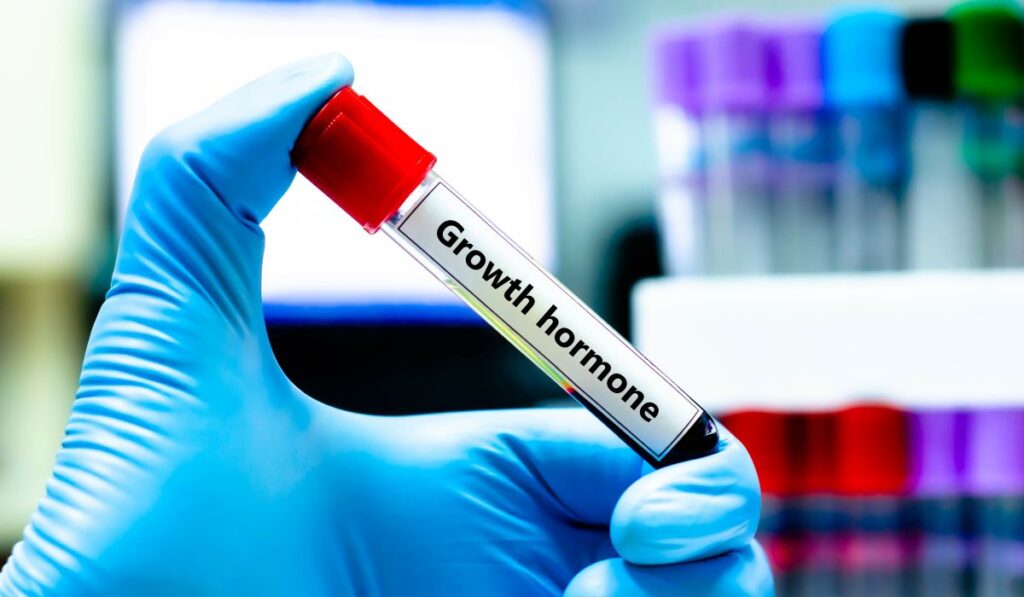 Blood sample tube for growth hormone test analysis